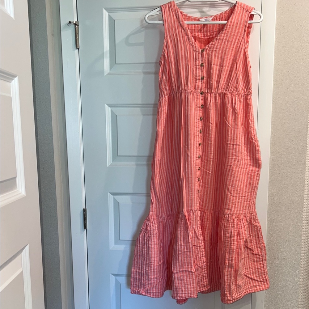 Time and Tru Coral Striped Top